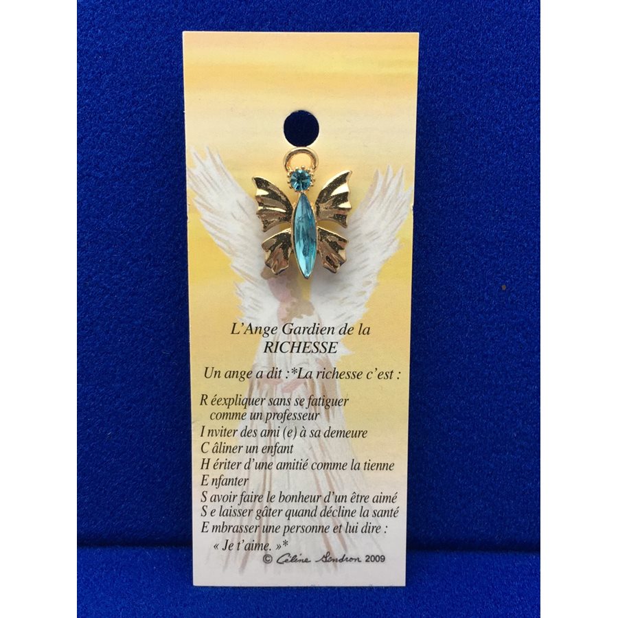 Lapel Pin Poem, Gardian Angel richesse, French / ea