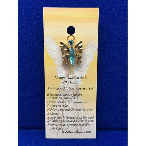 Lapel Pin Poem, Gardian Angel richesse, French / ea