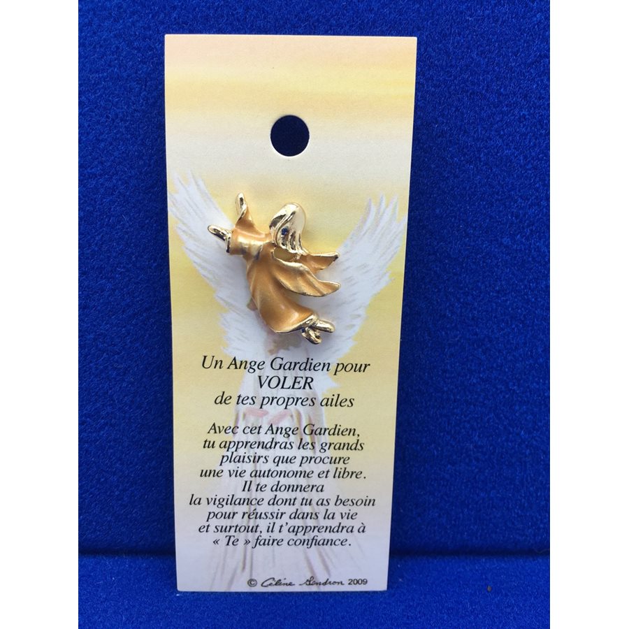 Lapel Pin Poem, Gardian Angel voler de tes ailes, French / ea