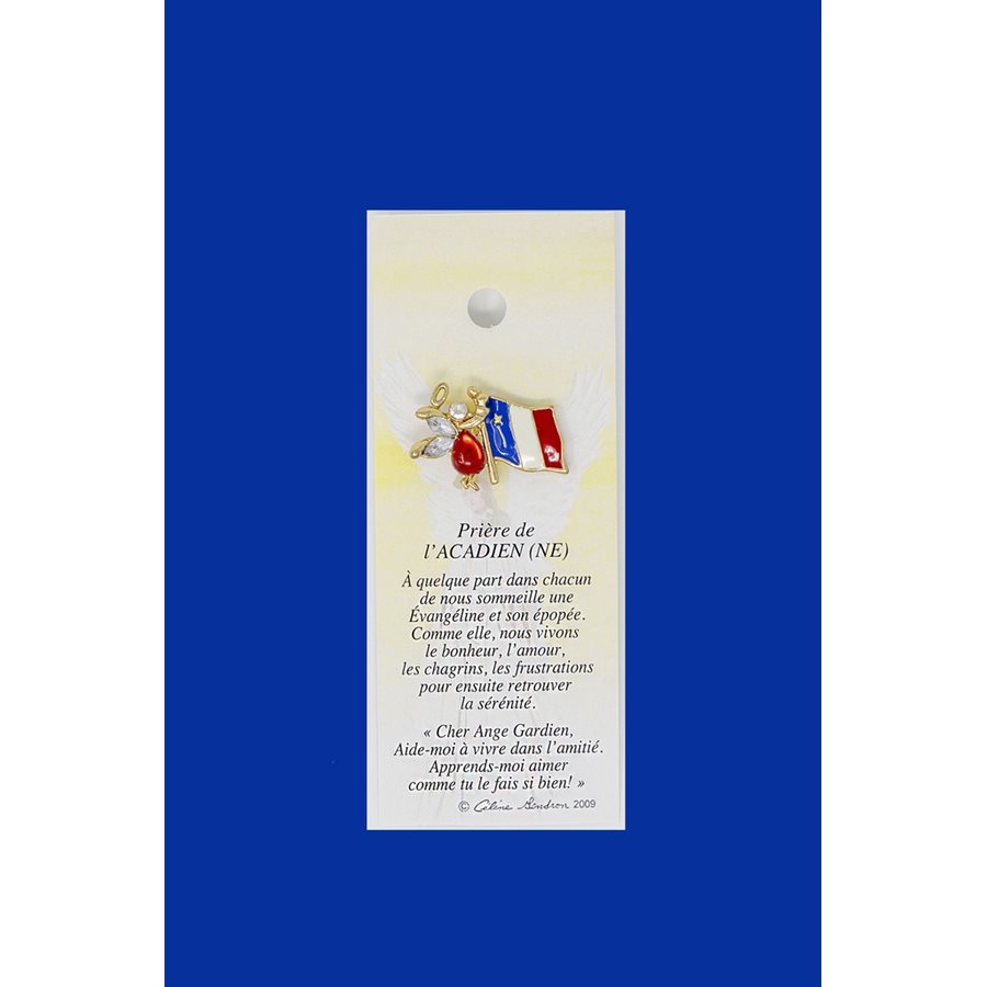 Lapel Pin Poem, Gardian Angel Acadiens, prière, French / ea