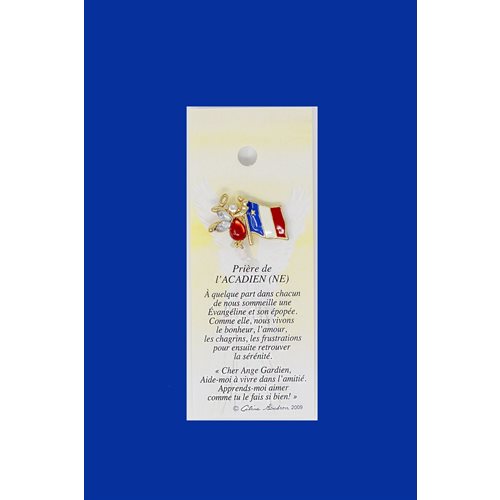 Lapel Pin Poem, Gardian Angel Acadiens, prière, French / ea