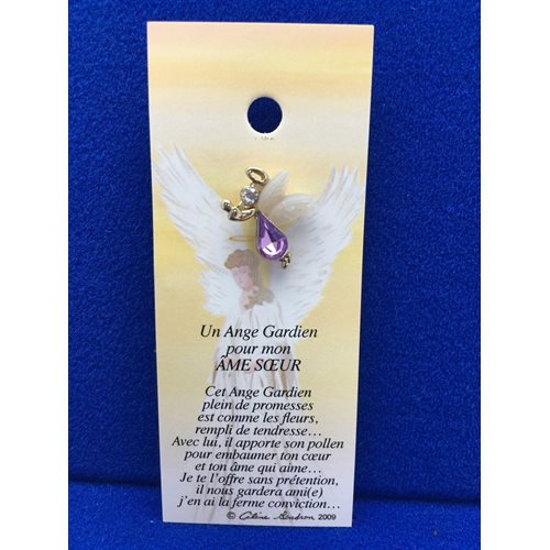 Lapel Pin Poem, Gardian Angel âme soeur, French / ea