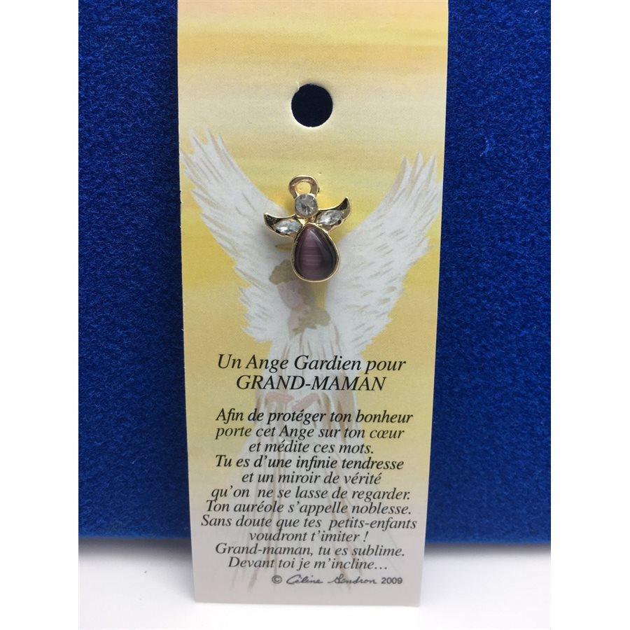 Lapel Pin Poem, Gardian Angel grand-maman, French / ea