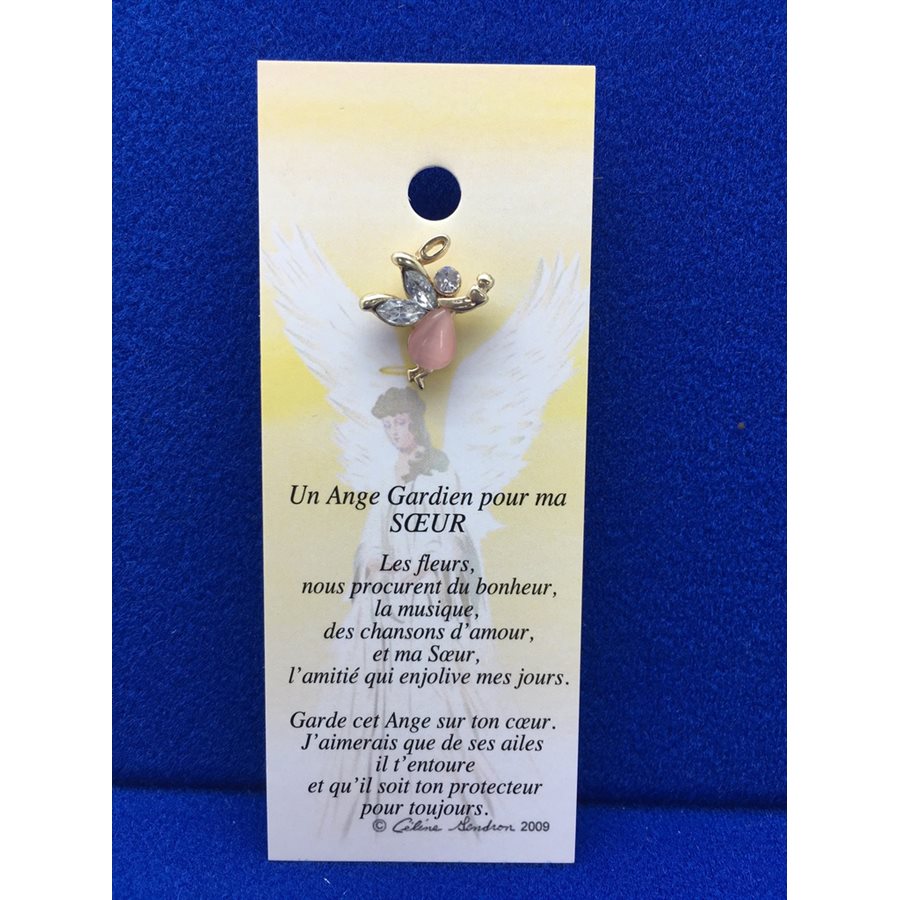 Lapel Pin Poem, Gardian Angel soeur, French / ea