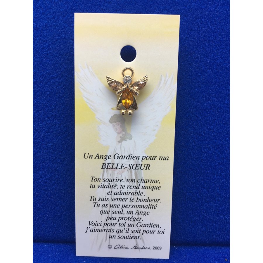 Lapel Pin Poem, Gardian Angel belle-soeur, French / ea