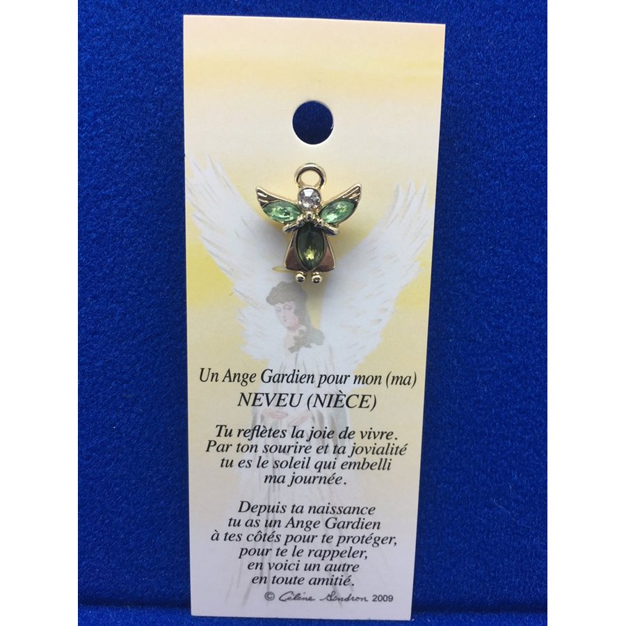 Lapel Pin Poem, Gardian Angel neveu, nièce, French / ea