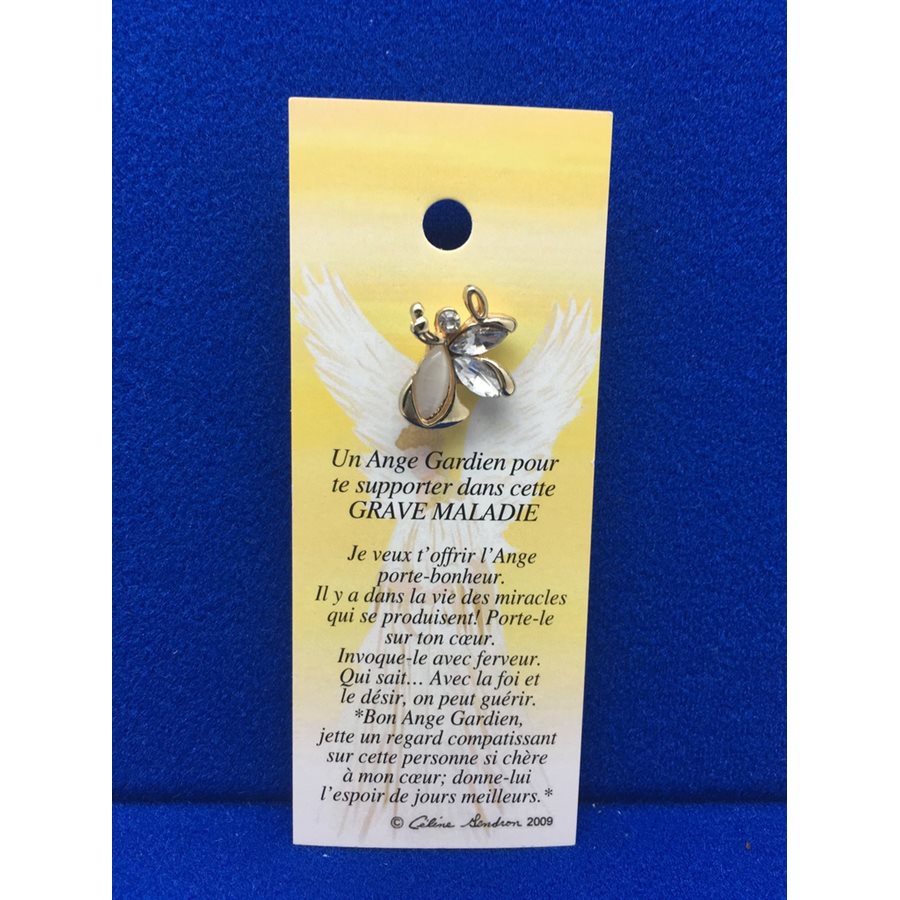 Lapel Pin Poem, Gardian Angel maladie grave, French / ea