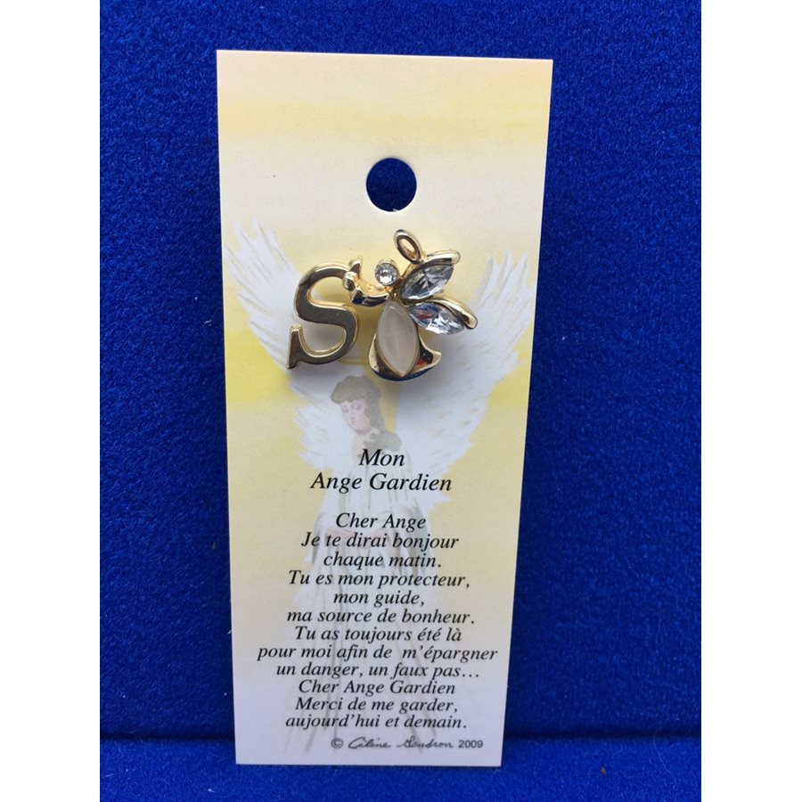 Lapel Pin Poem, Gardian Angel Ange gardien, mon..., French