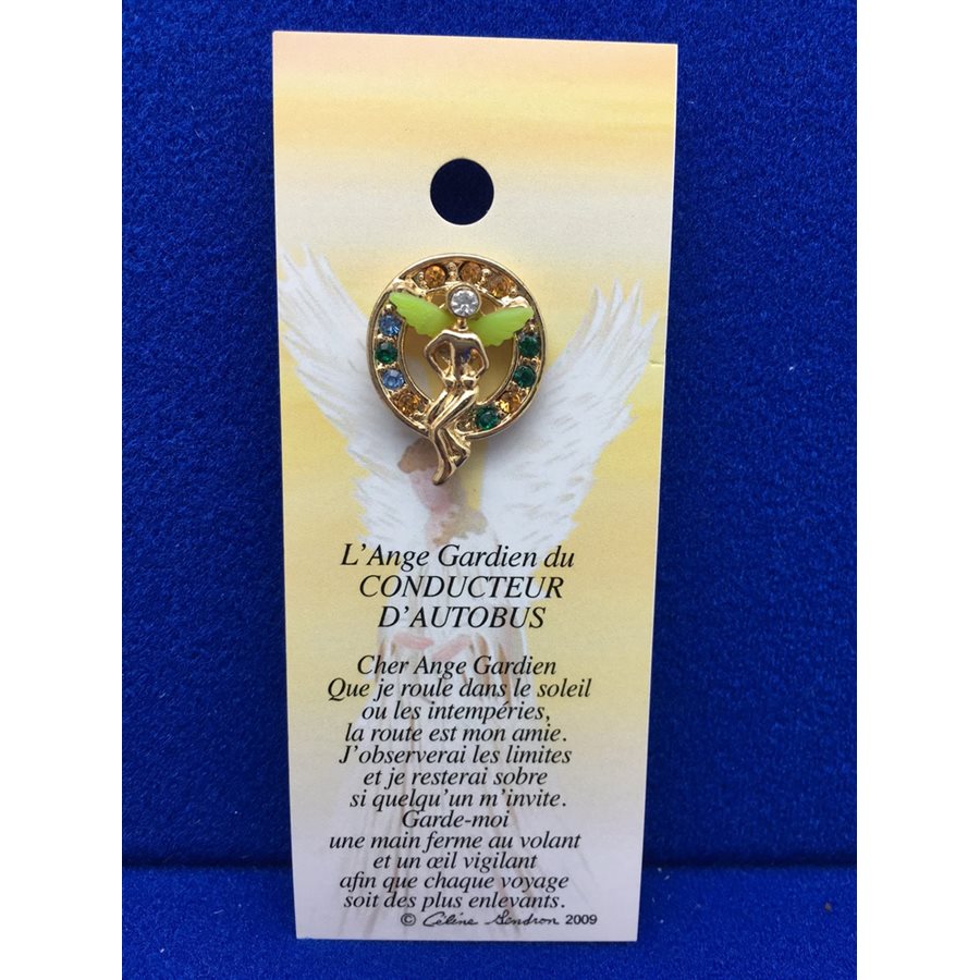 Lapel Pin Poem, Gardian Angel conducteur autobus, French / ea