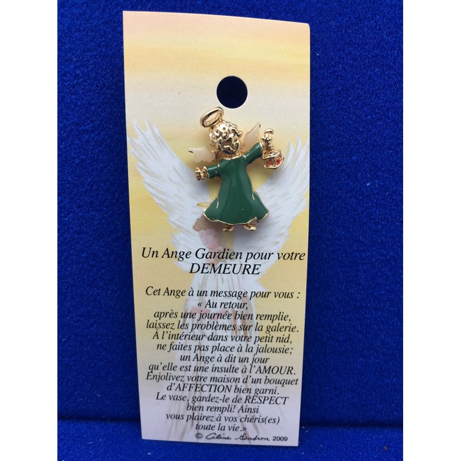 Lapel Pin Poem, Gardian Angel demeure, votre, French / ea