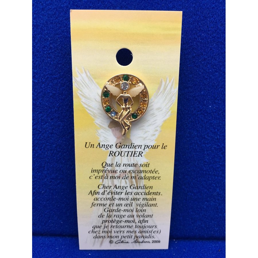 Lapel Pin Poem, Gardian Angel routier, French / ea