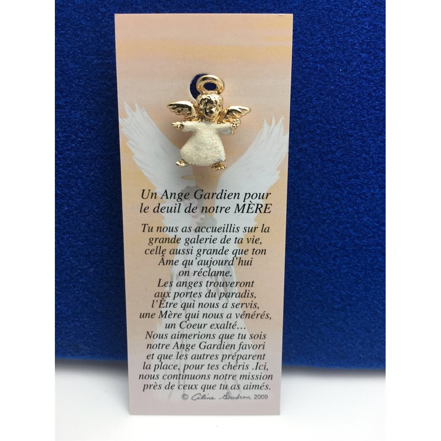 Lapel Pin Poem, Gardian Angel Funeral deuil, mère, French