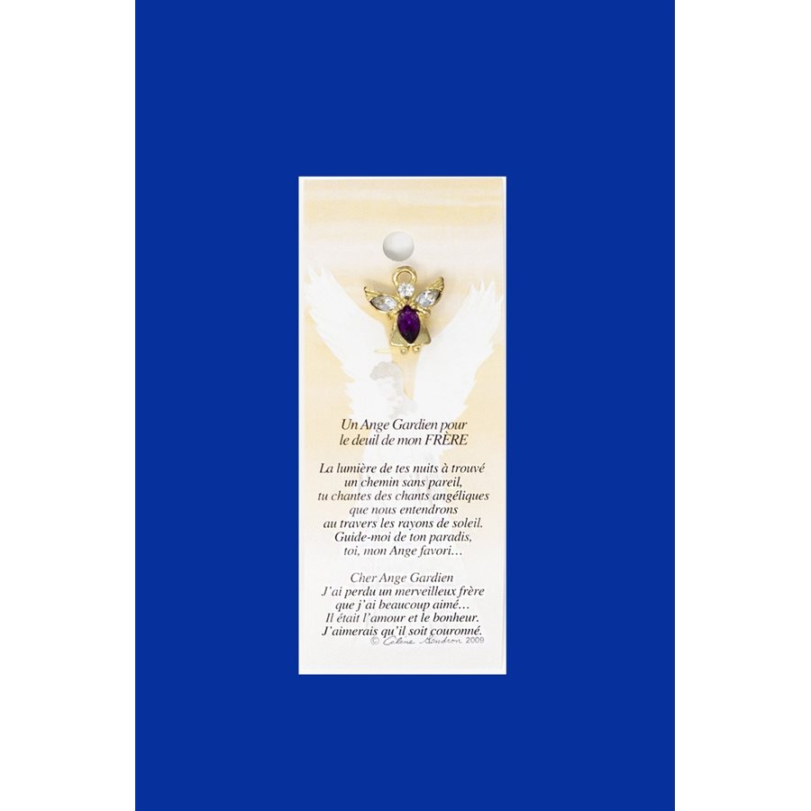 Lapel Pin Poem, Gardian Angel Funeral deuil, frère, French