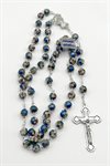 Rosary, 7 mm Sapphire Glass Cloisonne Beads