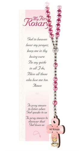 My First Rosary, pour fillette, rose, Anglais