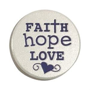 Jeton poche,«Faith, Hope, Love»,porcel., 3,8cm, Anglais / un