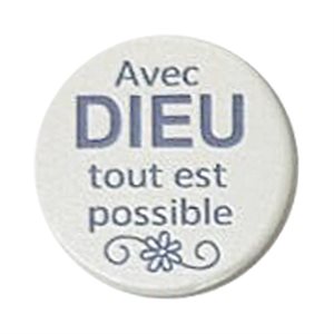 Jeton de poche, « Dieu », porcelaine, 3,8 cm, Français / un