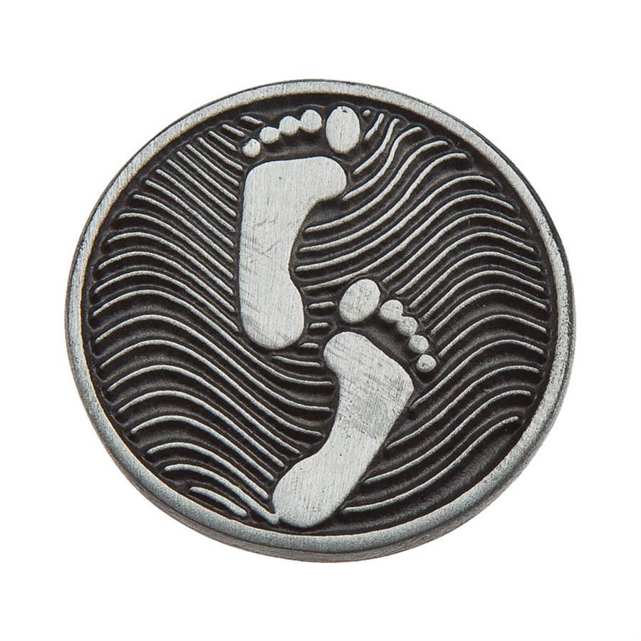 "Footprints" Pocket Token, Pewter, 1¼"", English / ea