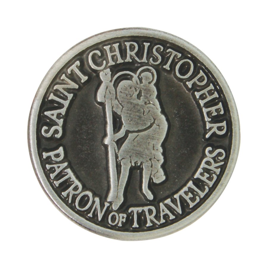 "St. Christopher" Pocket Token, Pewter, 1¼", English / ea