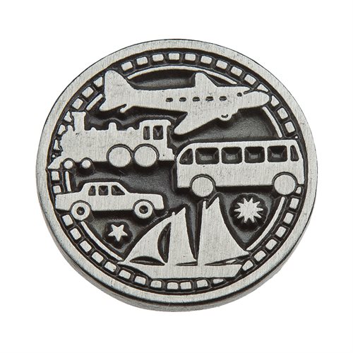 "Travel Protect Us" Pocket Token, Pewter, 1¼"", English / ea