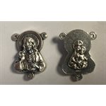 Rosary Center In Silver Metal, Sacred Heart-Virgin of Carmel