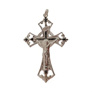Croix à Chapelet en métal argenté, 1.75" (4.4 cm)