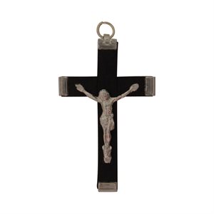 Crucifix, bois noir, corpus aluminium, 3,8 cm
