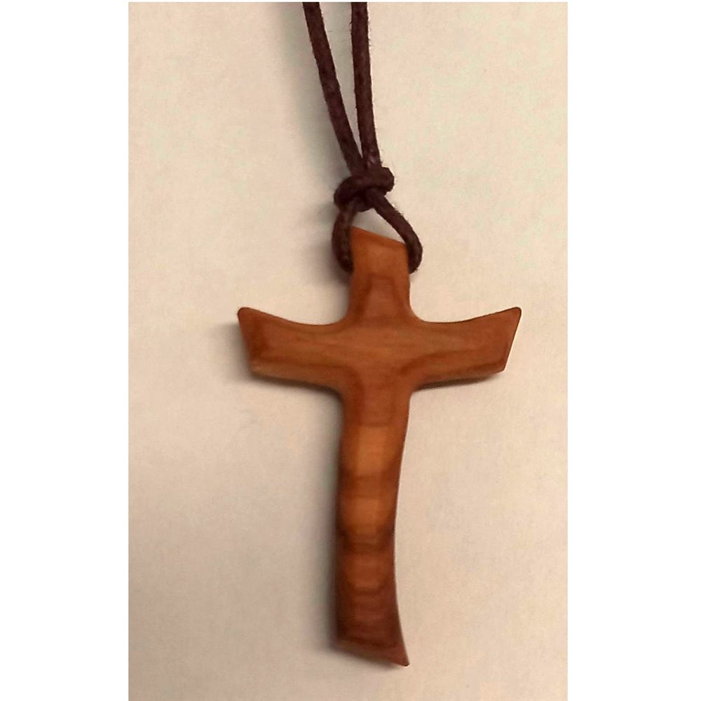 Olive Wood Cross Pendant 1 1 / 4'', 15" lace