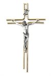 Crucifix doré, corpus argent, 20 cm