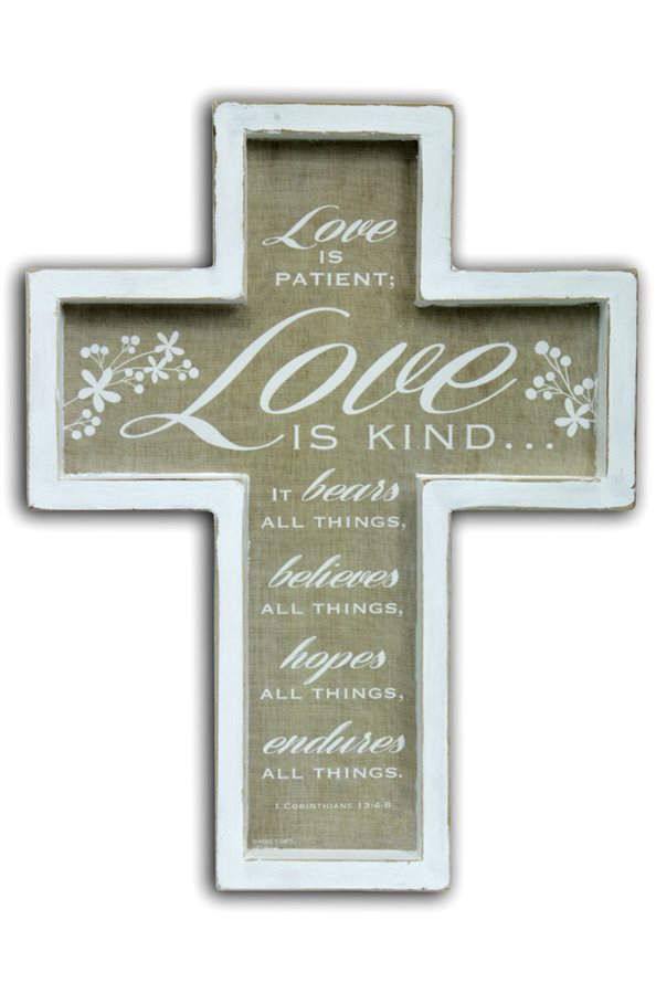 L'amour est patient croix murale, MDF, 11 ", Anglais