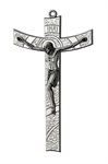 Crucifix en métal nickelé, corpus argenté, 14 cm