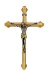 Crucifix en métal doré, corpus bicolore, 15,2 cm