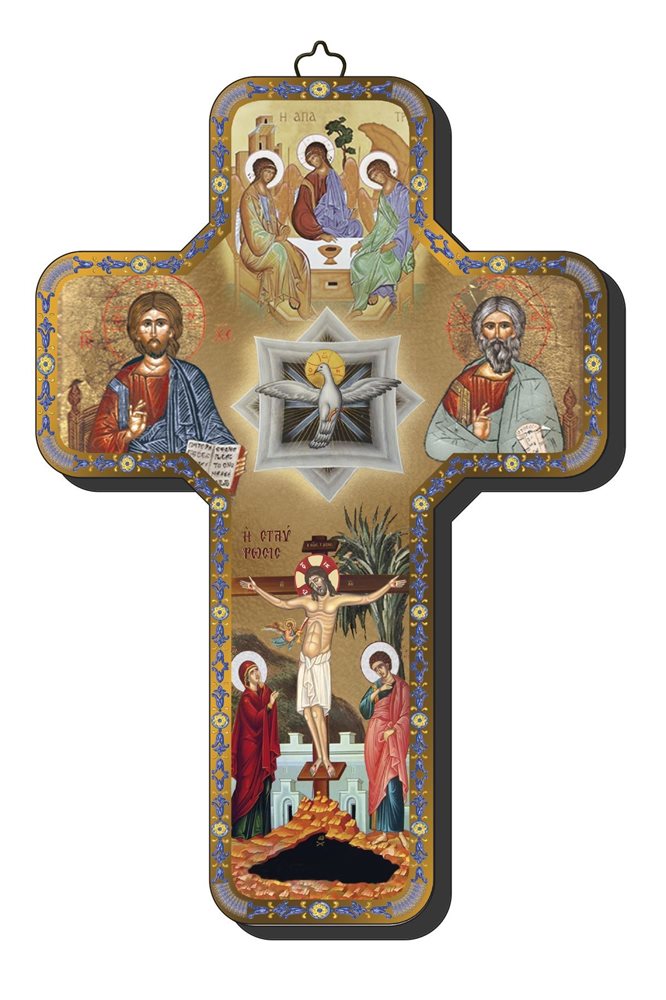 Wood Icon Cross Trinity 12 x 18 cm