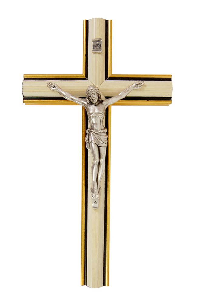 Ivory-Coloured Wood Crucifix, S-F Corpus, 8"