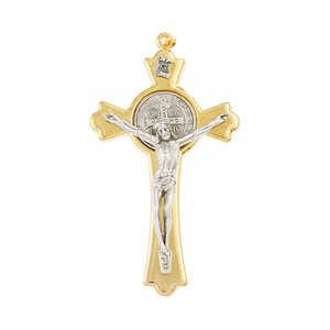 Croix Saint Benoît stylisée, fini doré, 7,6 cm