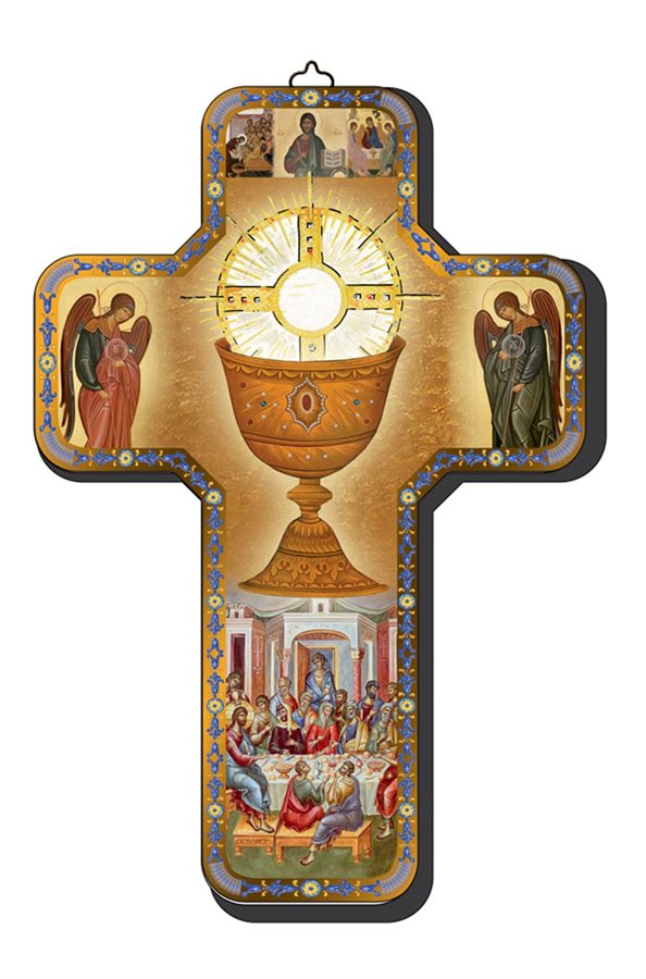 Crucifix Première Communion, dorure, bois, 18 cm