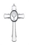 Communion Cross, White Enamel, 4½''