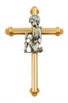 2-Tone 1st Communion Metal Cross w /  Boy on Knee, 6"