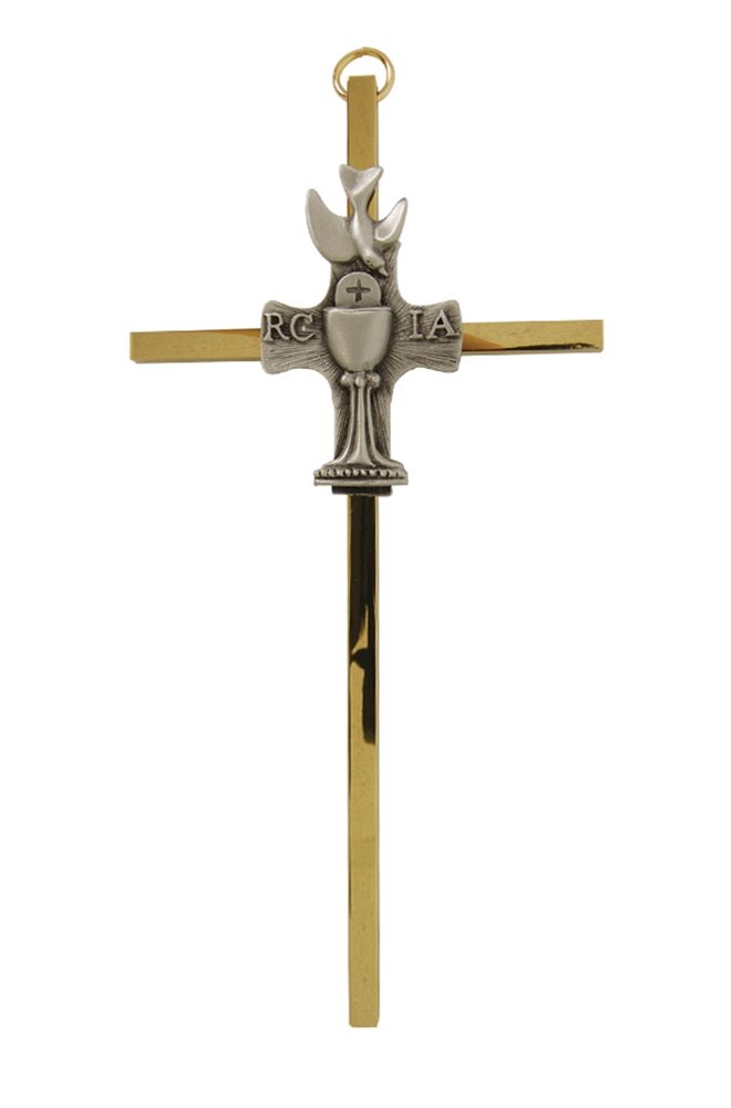 "RCIA" Two-tone Cross, Silver Chalice, 6", English