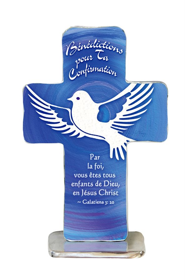 Crucifix, ét. polie à la main sur pied, 10 cm, Français