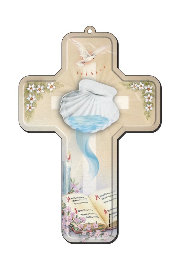 Wood Baptismal Cross 12 x 18 cm