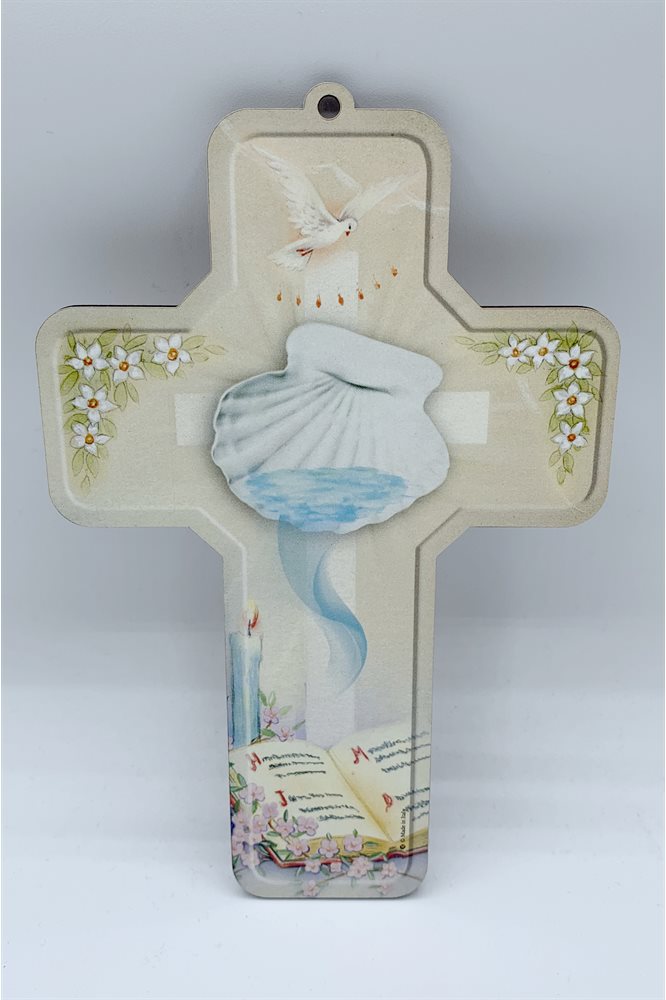 Croix en bois de baptême 12 x 18 cm Croix en bois de baptême 12 x 18 cm