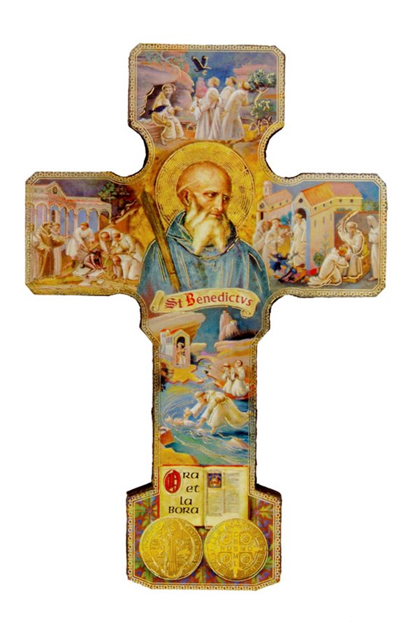 Croix de Saint Benoît en bois, 12,7 cm