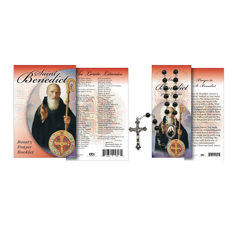 Livret rosaire, «St. Benedict», 16p. + Chapelet incl., Angla