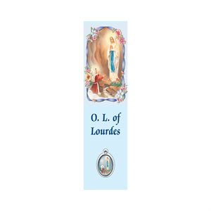 Signet plastifié «Our lady of Lourdes», 17 x 5 cm, Anglais