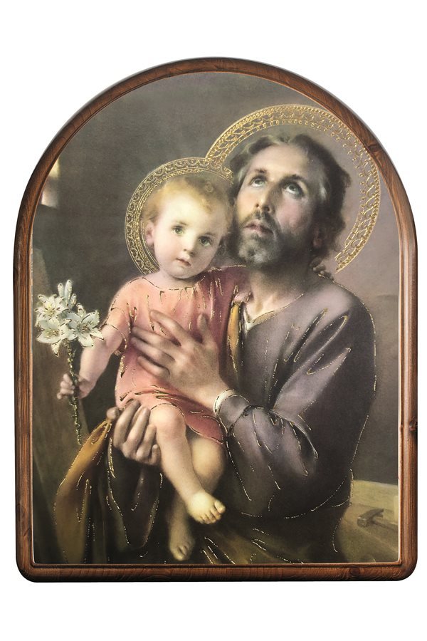 Plaque en bois, Saint Joseph, 16.5 x 22 cm