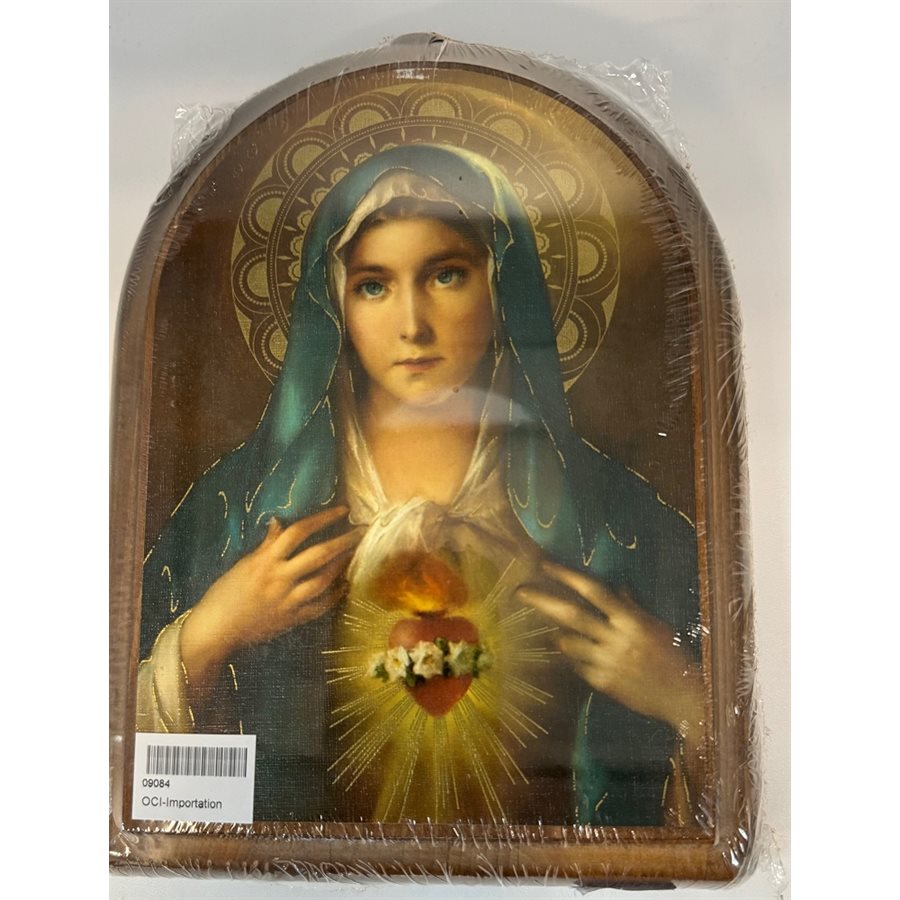 Plaque en bois, Sacré Coeur Marie, 16.5 x 22 cm