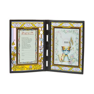 Plaque « 1st Communion », verre teint, 13x18 cm, Anglais