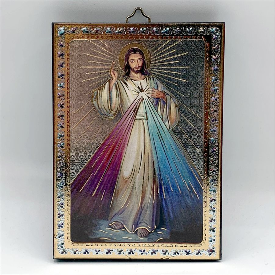 Plaque Icône Jésus Miséricordieux, anglais (10 x 14 cm)