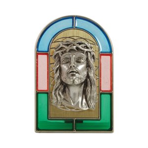 Plaque du Christ, en métal arg., 6,4 x 10 cm